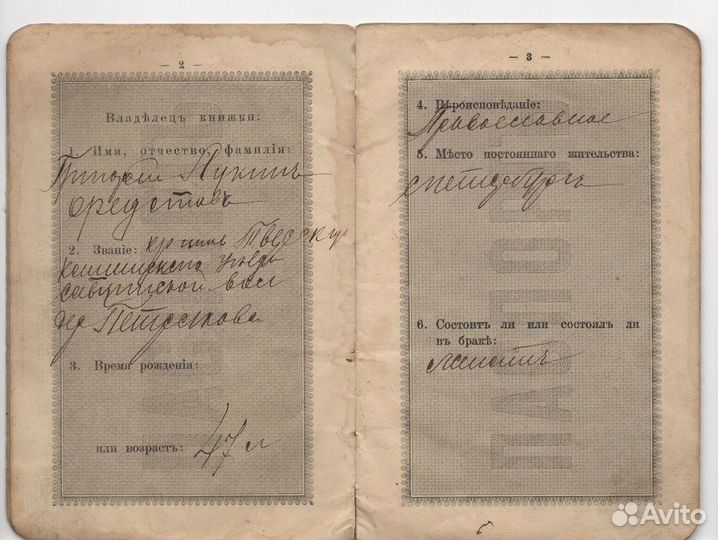 Паспорт 1917 года