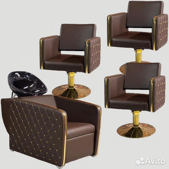 Парикмахерские кресла и комплект голдом с залатой