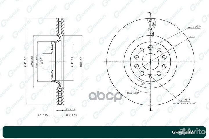 G-brake GR21282 Диск тормозной вентилируемый