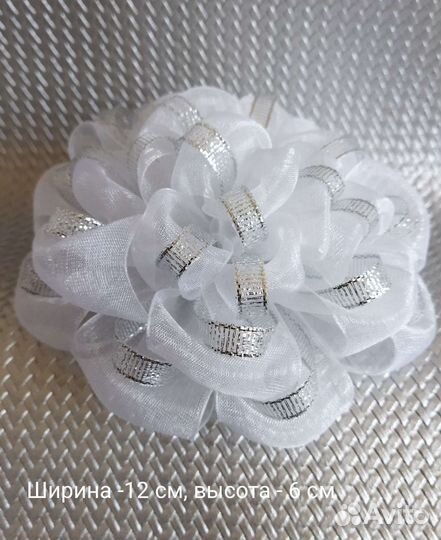 Банты для волос белые на резинке