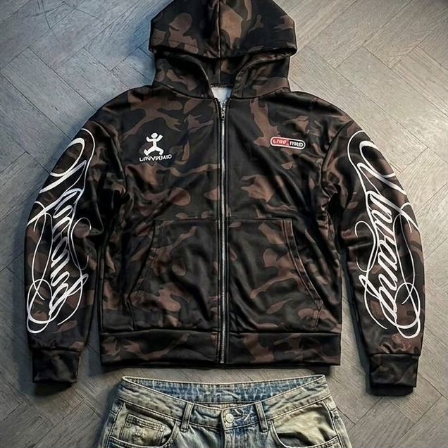 Зип Худи Chrome Hearts y2k archive type camo кроп