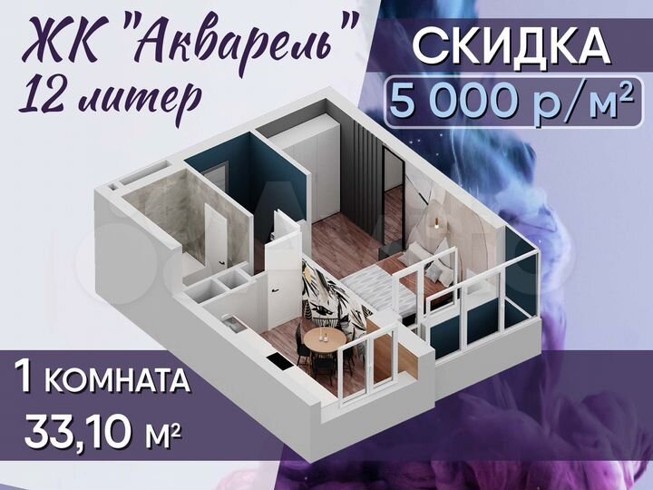 1-к. квартира, 33,1 м², 7/27 эт.