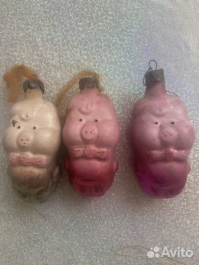Елочные игрушки СССР три поросенка