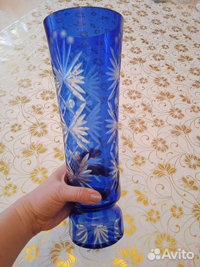 Ваза хрустальная СССР цветной хрусталь