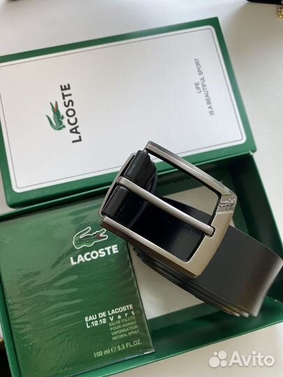 Мужской подарочный набор парфюм, ремень lacoste