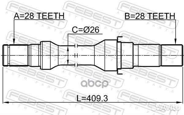 Полуось правая KIA clarus 2212-clarrh 2212-clar