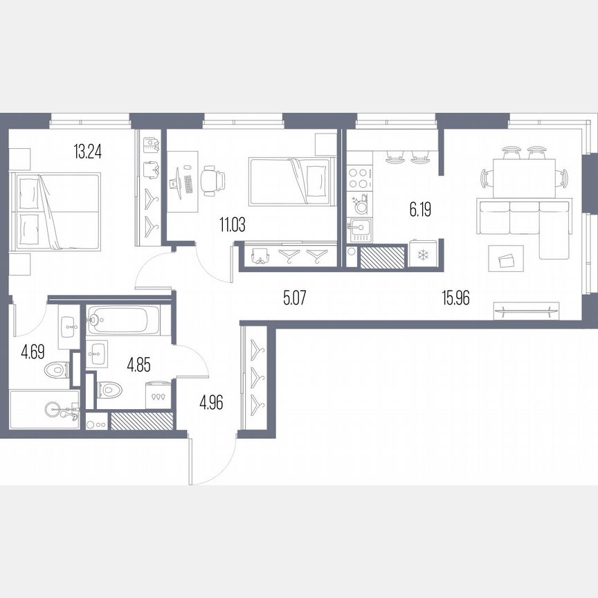 2-к. квартира, 65,7 м², 2/10 эт.