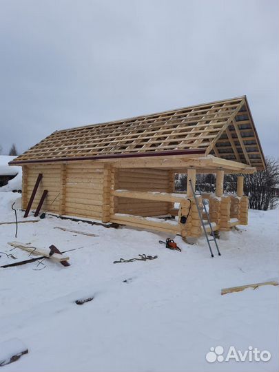 Сруб дома баня