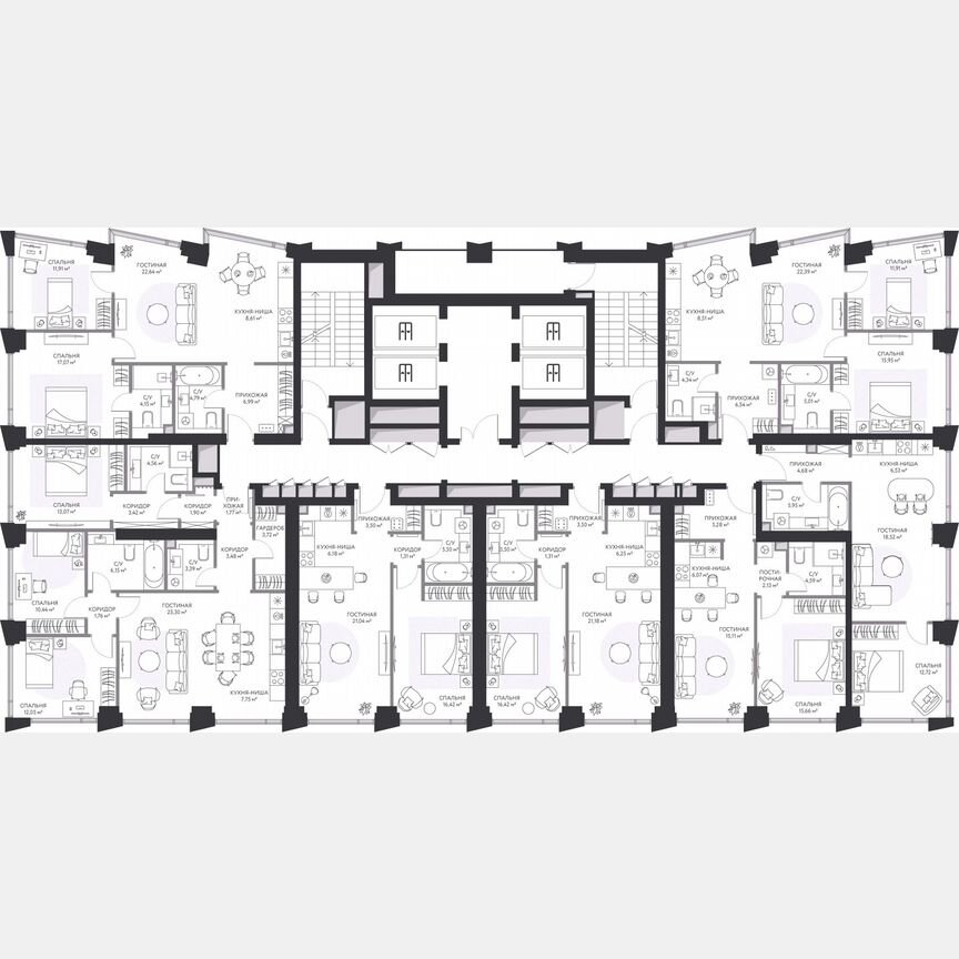 2-к. квартира, 77,1 м², 4/41 эт.