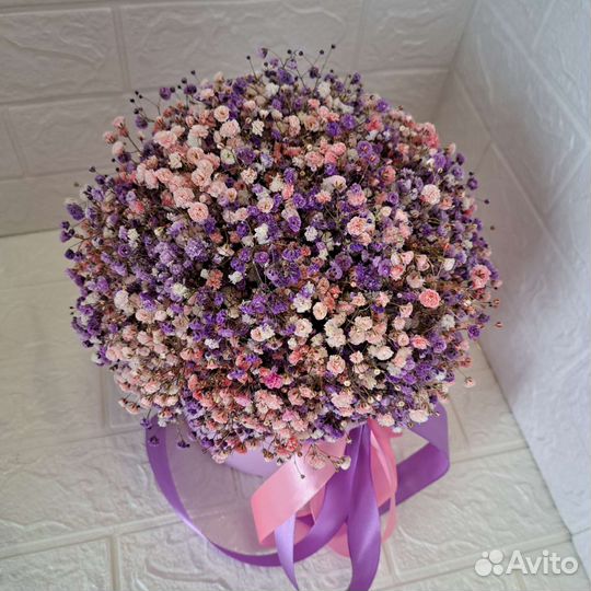 Лавандовая коробочка с гипсофилой