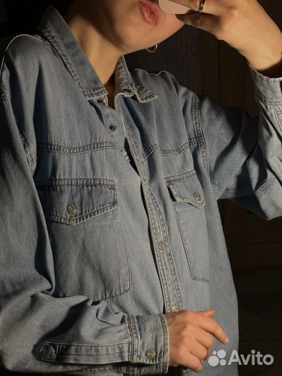 Джинсовая рубашка унисекс винтаж 42-46