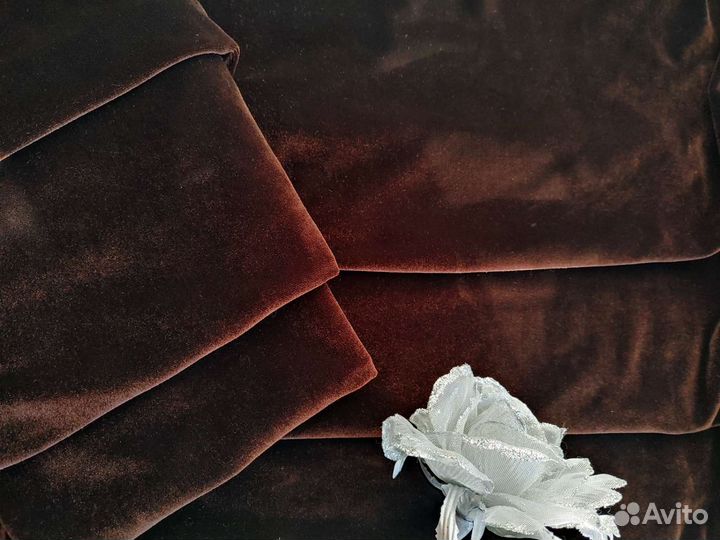 Отрез ткани велюр 1 х 1,6 м новый темно-коричневый