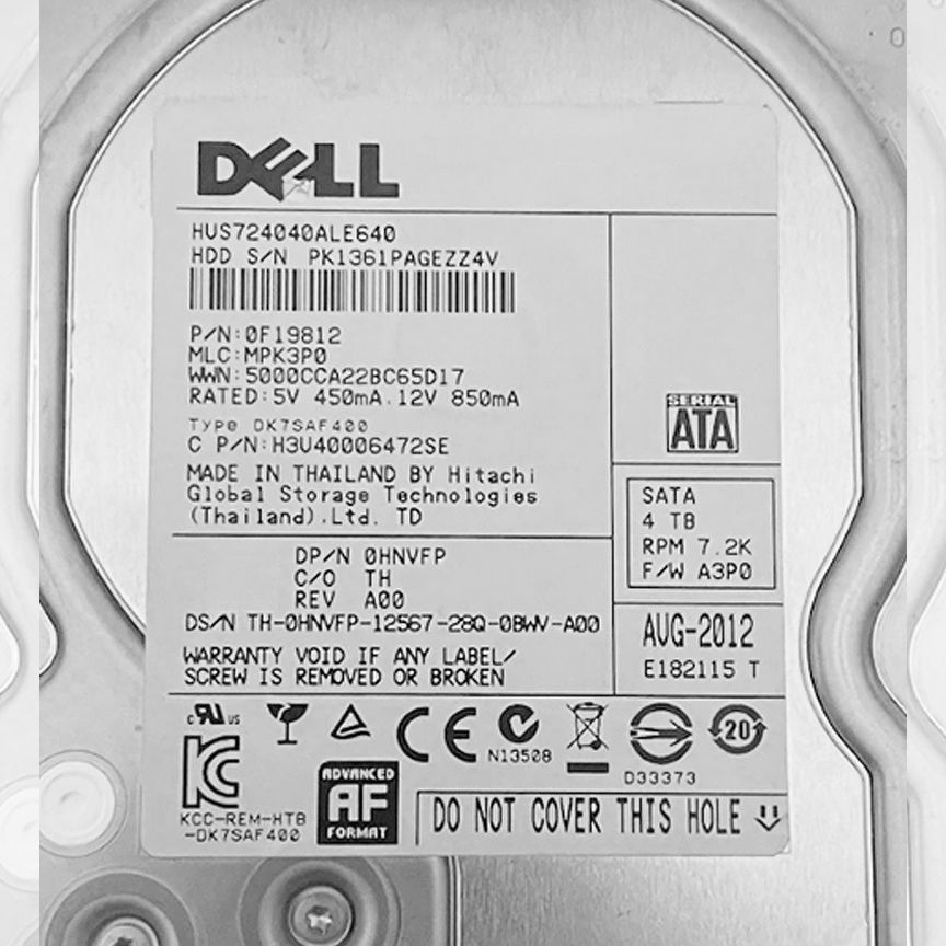 [0HNVFP] Жесткий Диск Dell Hnvfp 4tb 7200 Sata3 3,5" Hdd 0hnvfp