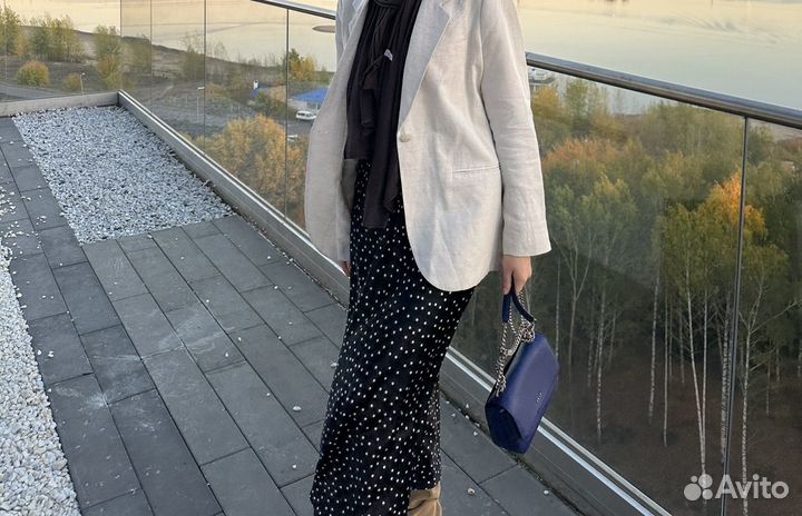 Юбка zara миди макси в горошек