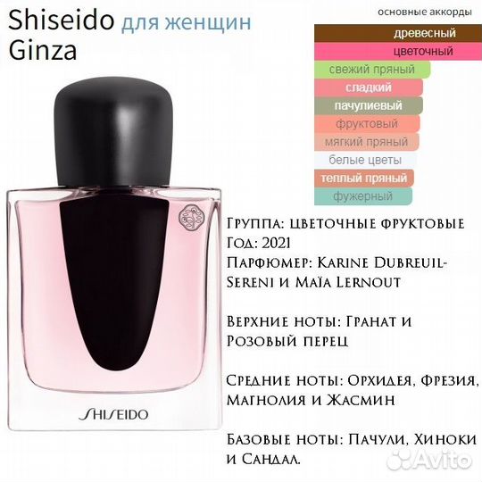 Shiseido Ginza, оригинал, отливант 5 мл