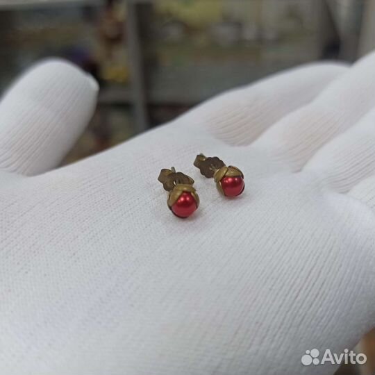 Советские Серьги Красные Цветы Бутоны СССР Ретро