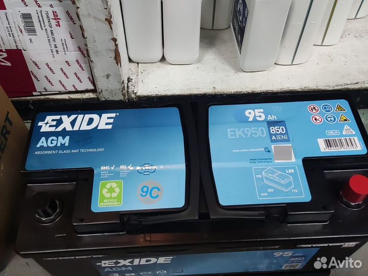 Аккумулятор Exide AGM 95ah 850a