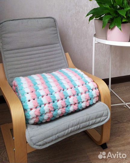 Вязаный плед детский плюшевый 80x110