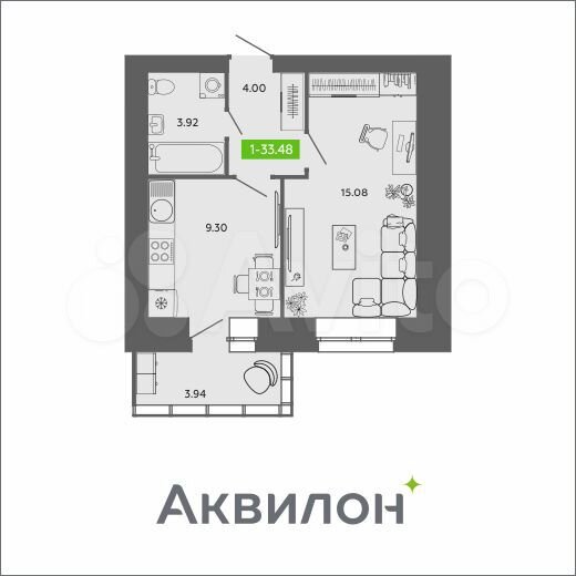 1-к. квартира, 33,5 м², 8/11 эт.