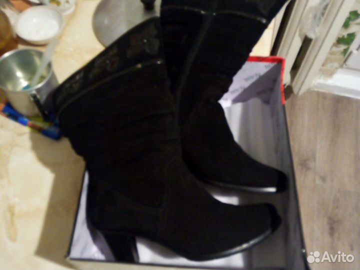 Сапоги замшевые