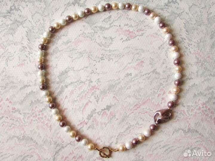 Чокер из жемчуга Майорка «Какао со сливками»