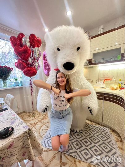 Поздравление Мишка белый/Аниматор/Ростовая кукла