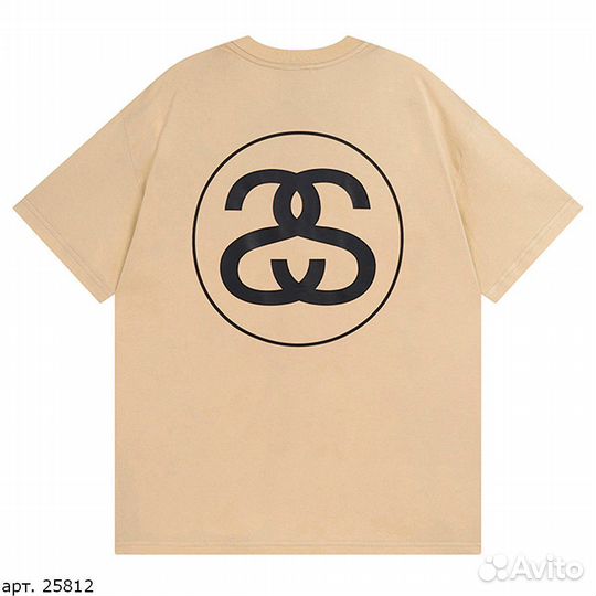 Футболка Stussy big front logo Бежевая