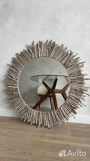 Круглое настенное зеркало Sea Driftwood
