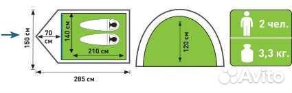 Палатка туристическая Аtemi angara 2 CX