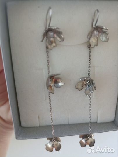 Серьги серебро с жемчугом (ни разу не носили)