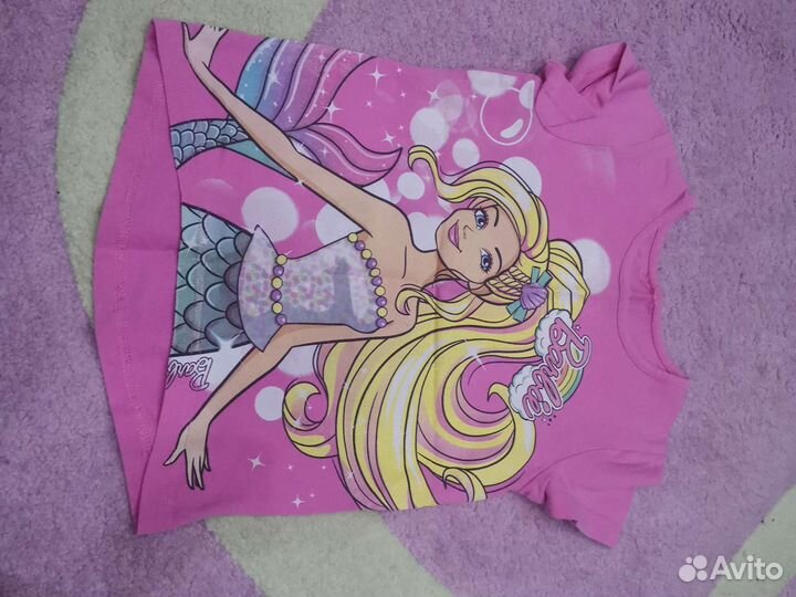 Футболки детские Барби 104 размер розовая и синяя