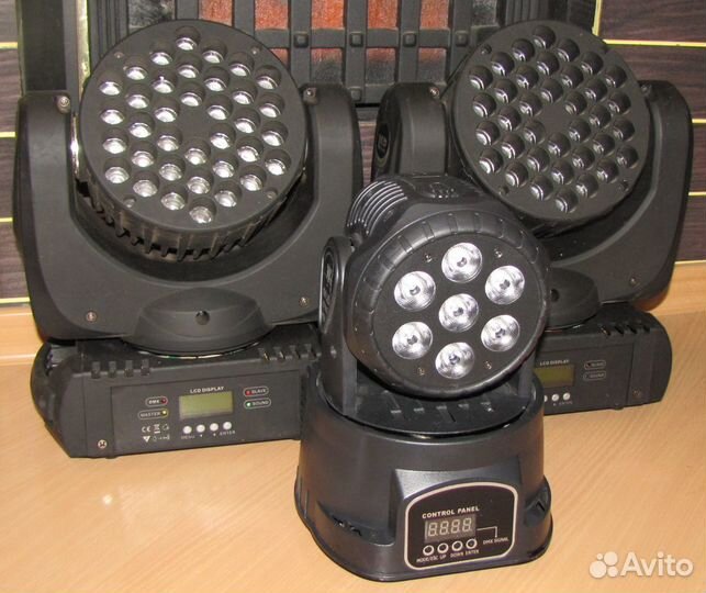 Головы LED 3шт Pro светомузыка строб микрофон DMX