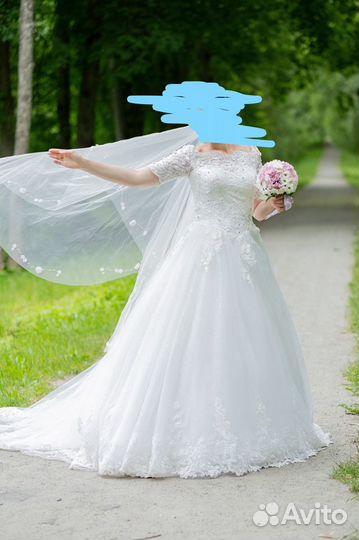Свадебное платье 46 48 бу
