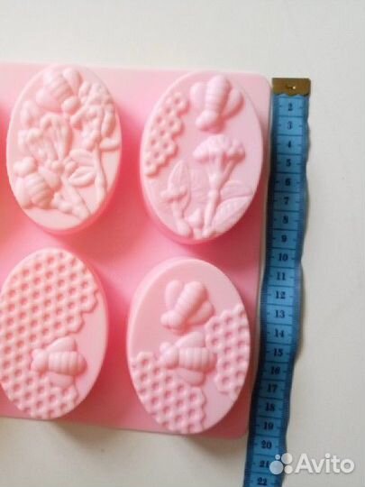 Силиконовая форма для мыла Пчелы-цветы-мед