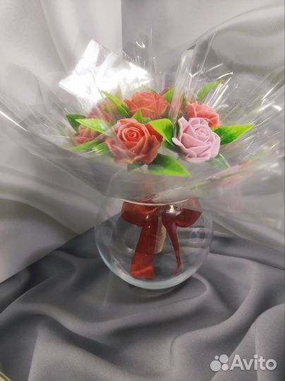 Букет из мыльных роз и мыло