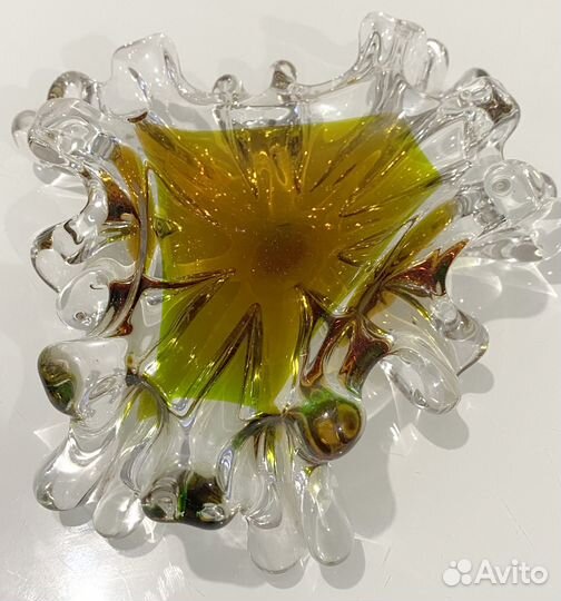 Пепельница Чехия СССР винтаж ретро гутное стекло