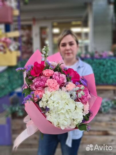 Букет розы гортензия букет цветов