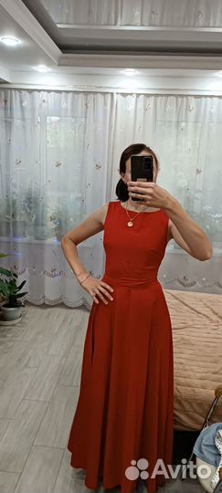 Платье красное длинное 42 44 46