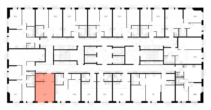 Квартира-студия, 25,6 м², 26/33 эт.