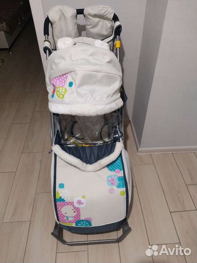 Детские санки коляска с колесами