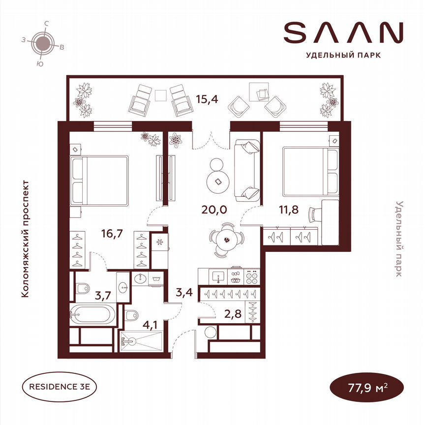 2-к. квартира, 77,9 м², 23/23 эт.