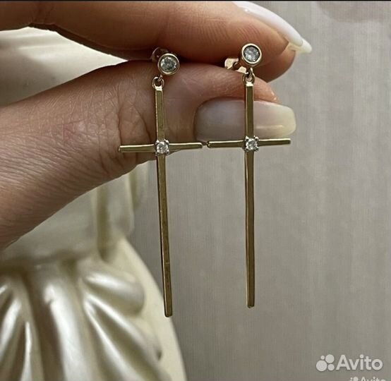 Серьги крестики Sokolov