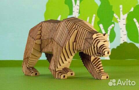 Деревянный конструктор с набором карандашей Медвед