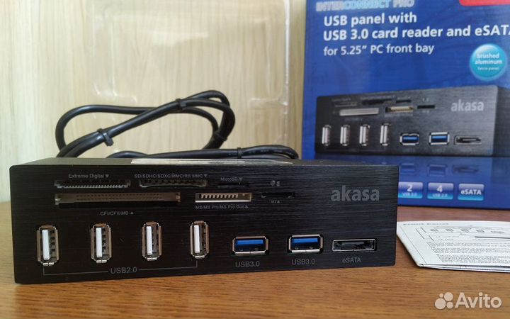 Картридер USB панель Akasa AK-HC-05U3BK на 5,25