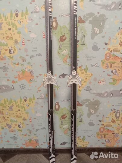 Лыжные ботинки и лыжи