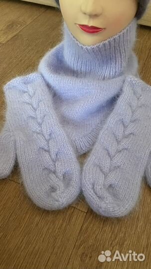 Шапка снуд и варежки зима