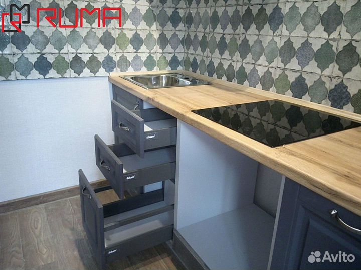 Кухонный гарнитур синий в рассрочку