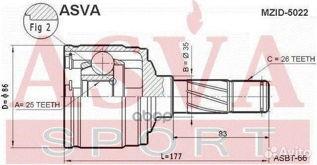 Шрус внутренний лев mzid5022 asva