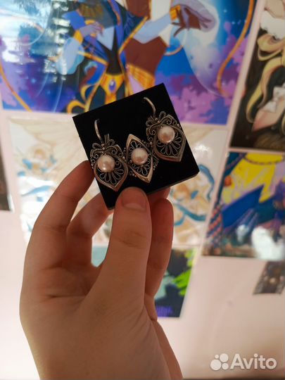 Серьги и кольцо жемчуг
