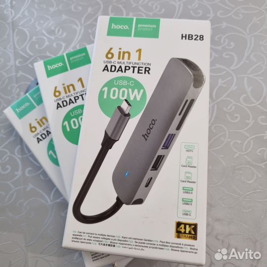 Адаптер-переходник Hoco, Type-C, 6 в 1 хаб
